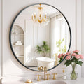 Round Wall Mirror 24 Inch Black Vanity Mirror with Metal Frame, Modern Circle for Bathroom, Entryway, Bedroom, Living Room, Wall Mounted Decorative Mirrors