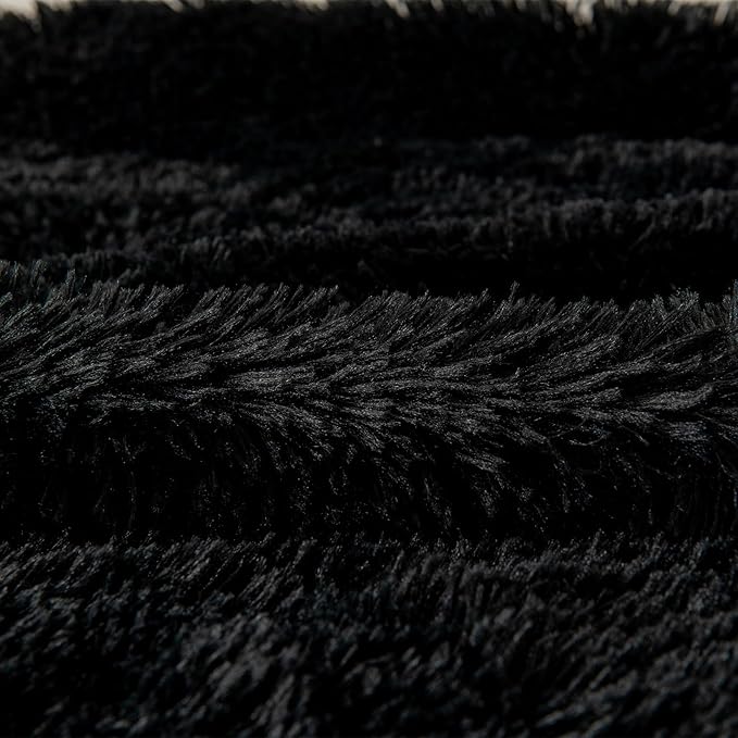COOVA Ultra Soft Faux Fur Throw Blanket – Fuzzy Fluffy Cozy Microfiber Blankets, Warm Thick Plush Sherpa Fleece Throw Blanket for Couch,Bed,Sofa,Ideal Gift for Women.(Black, 50"x60")