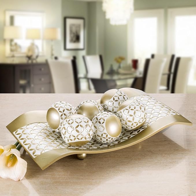 Creative Scents Schonwerk Diamond Lattice Decorative Orbs for Bowls and Vases (Set of 3) Resin Spheres Balls for Living, Dining Room Decor - Coffee Table Centerpiece Home Decor - Great Gift Idea