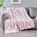 Pink Checkered Blanket, Soft Cozy Fleece Checkered Throw Blankets for Bed Sofa Couch Camping, Ultra Fluffy Throws for All Seasons, 60x80 Inch, Pink