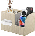 Fanousy Modern PU Leather Cube Tissue Box Cover with Storage Tray, Multifunctional Remote Control Holder & Facial Tissue Dispenser Organizer for Nightstand, Bathroom, Bedroom, Office & Home Decor