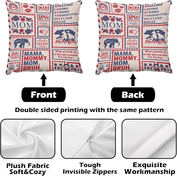ITFRO Mom Gift Flannel Fleece Throw Blanket Pillow Cover Set 50x60 Inch Ultra Soft Polyester Blanket 18x18 Inch Plush Pillow Case All Seasons for Mother's Day Birthday Christmas (Khaki)