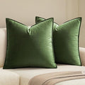 MIULEE Moss Green Velvet Throw Pillow Covers 24x24 Soft Decorative Solid Square Euro Sham Cushion Cases Pack of 2 Modern Luxury Home Decor for Couch, Sofa, Bedroom
