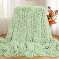 Ultra-Soft Plush Blanket – Luxurious Furry Throw for Bed, Sofa, or Couch – Cozy & Warm Quilt in Green (63x79 Inches)