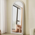 Floor Mirror, Full Length Mirror with Stand, 63"x24" Freestanding Arched Mirror Full Length Hanging or Leaning, Wall Mounted Mirrors with Flannel Frame, Large Mirrors for Bedroom (White)