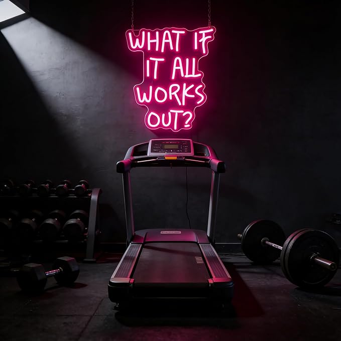 Neon Sign, What If It All Works Out Neon Signs for Wall Decor - Pink Motivational LED Light for Home, Office, Room - USB Powered Light Up Sign Decorations