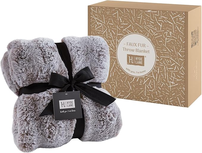Hyde Lane Soft Cozy Faux Rabbit Fur Throw Blanket, Luxury Plush Fuzzy Blanket for Sofa Couch, Thick Warm Fluffy Throw for Women As a Gift, Periwinkle Chinchilla, 50"x60"