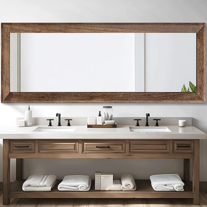 AAZZKANG Hanging Mirror Full Length Vintage Large Mirrors Wooden Framed 71"x30" for Bedroom Living Room Bathroom Entryway Wall Mounted Vertically or Horizontally
