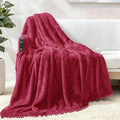 Exclusivo Mezcla Plush Fuzzy Fleece Throw Blanket Extra Large, Super Soft, Fluffy and Warm Blankets for Couch, Bed, All Season (Deep Red, 50x70 inches)