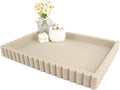 YMXYJM-Scalloped Coffee Table Tray，Ottoman Tray for Modern Home Decor. 14" Decorative Tray for Entryway Table Decor, Living Room Table Decor, Coffee Table Centerpiece - Beige Resin