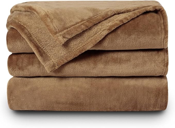 NANPIPER Fleece Blankets Super Soft Flannel King Size Blanket for Bed Luxury Cozy Microfiber Plush Fuzzy Blanket,Coffee Brown