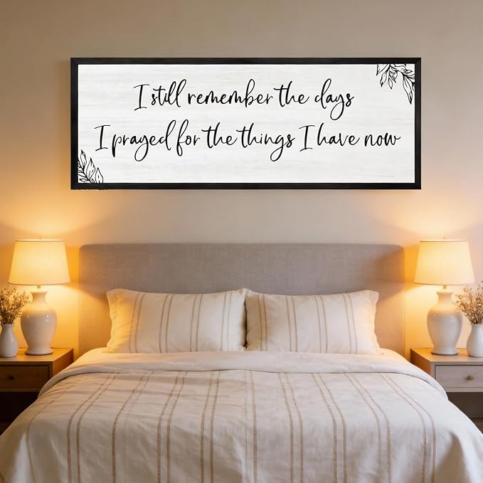 I Still Remember the Days Framed Wall Art - 40x15 Inch Wooden Inspirational Quote Sign, Gratitude & Faith-Inspired Home Decor for Living Room Bedroom Entryway, Black