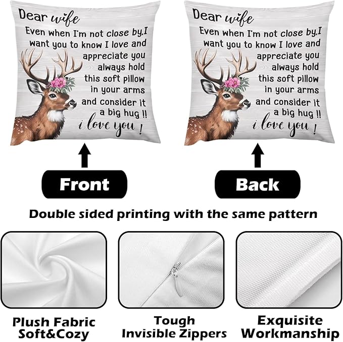 ITFRO Wife Gift Flannel Fleece Throw Blanket Pillow Cover Set 50x60 Inch Ultra Soft Polyester Blanket 18x18 Inch Plush Pillow Case All Seasons for Valentine's Birthday Christmas (Wife)