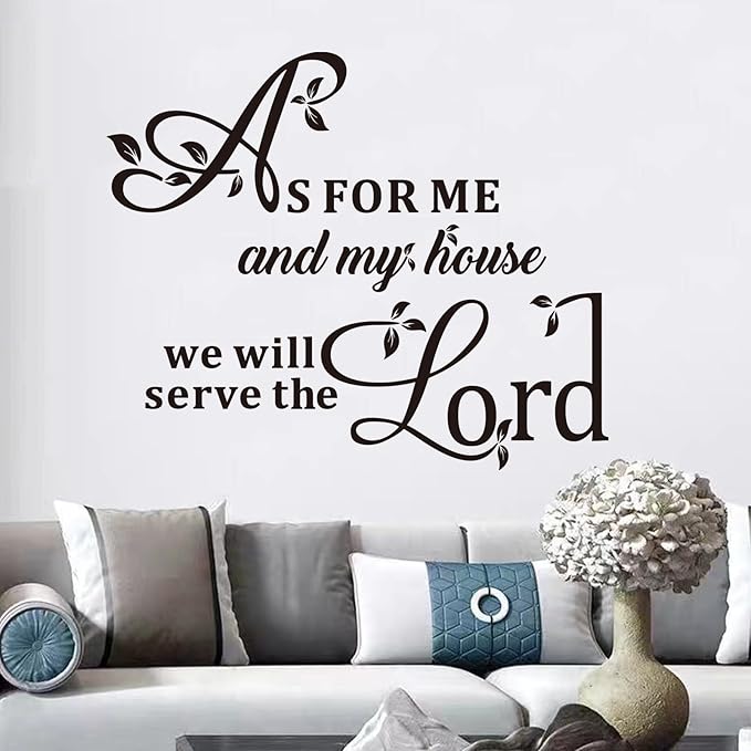 Christian Wall Decals for Living Room: Bible Verse Quotes Inspirational Positive Vinyl Art Wall Stickers for Bedroom Wall Decor - As for Me and My House 24" X 20"