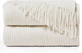 inhand Throw Blanket for Couch Bed,Chunky Chenille Woven Soft Blankets with Tassels,Cozy Boho Farmhouse Fall Winter Decor,Warm for Women,50"x60",Extra Thick-Off White
