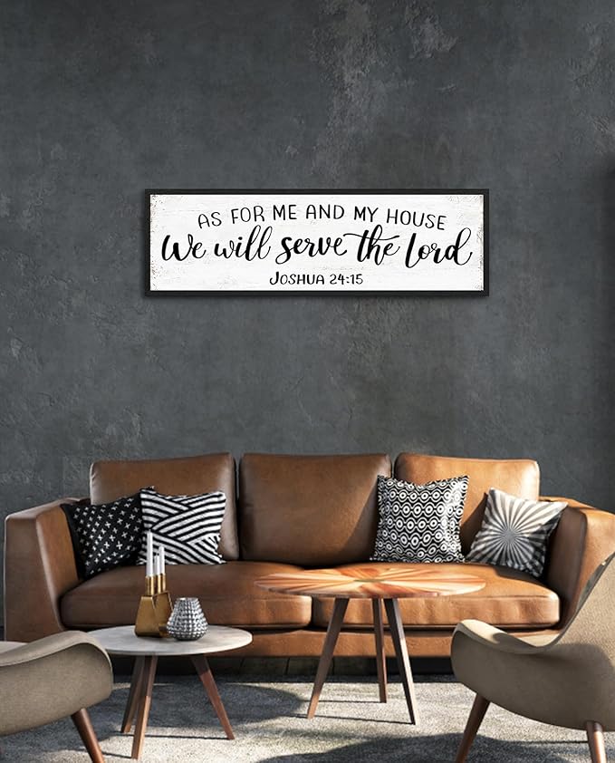 YPY As For Me And My House We Will Serve The Lord Joshua 24 15 Sign: Christian Jesus Wall Art, Bible Verses Scripture Wall Decor, Modern Farmhouse Decorations Signs for Home Living Room 12"×40"