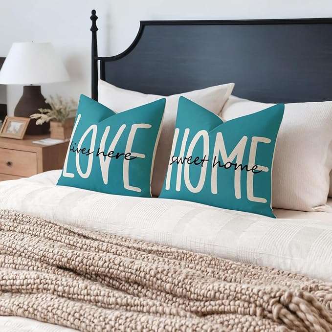 YCOLL Farmhouse Pillow Covers 20x20 Set of 4 Throw Pillow Covers Rustic Linen Decorative Pillows Square Cushion Covers for Couch Sofa Bedroom Home Decor