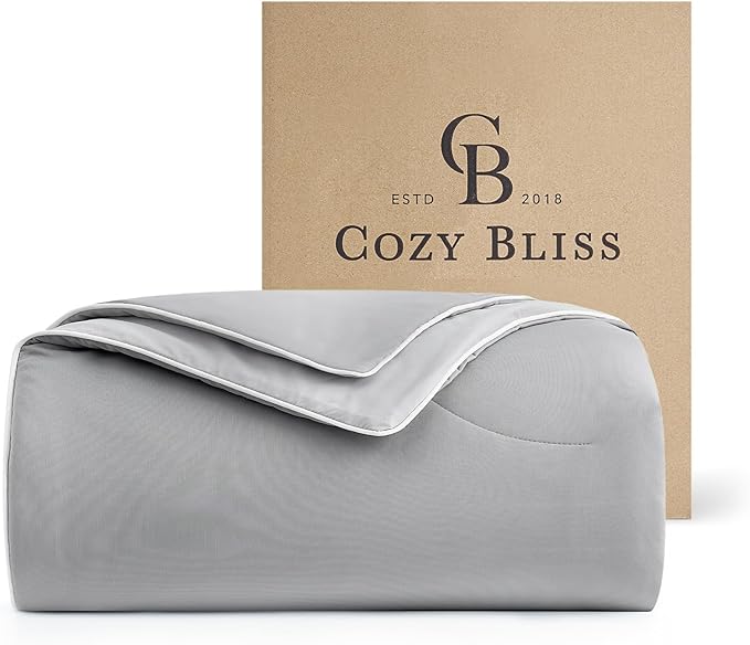 Cozy Bliss Cooling Comforter Cali King Size, Reversible Lightweight Cooling Blankets for Hot Sleepers and Night Sweats, Q-Max>0.45 Soft Breathable Silky Smooth Summer Comforter, Cool Grey, 106"x96"