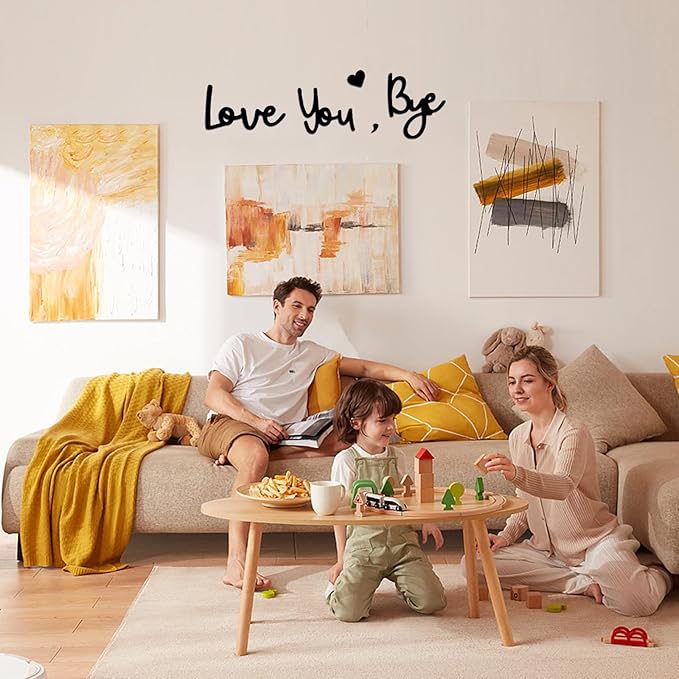 Wooden Love You Bye Sign Home Decor - Boho Farmhouse Wall Art Decor for Stylish Living Room, Hallway Entryway, Wall Decor Door Sign Gift Family Lovers