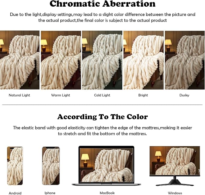 NEWCOSPLAY Faux Fur Twin Blanket Brown Luxury Fluffy Thick Warm Blanket for Couch Sofa Bed 1000GSM (Stripe Brown Thick, Twin(60"x80"))