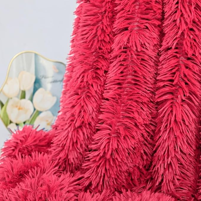 Ultra Soft Plush Blanket – Cozy Furry Throw for Bed, Sofa, or Couch – Warm & Fuzzy Fur-Like Texture – Perfect for Snuggling (51x63 Inches, Red)