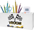 Trendy Race Car Checkerboard Pen Pencil Holder, Gifts for Boys Car Lovers, Vroom Race Cars Pencil Pen Holder Organizer for Toddler Boys Room Bedroom Desk Accessories