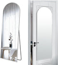 57x20 Door Hanging Full Length Mirror, Floor (Height 5.7ft just Body in1.3ft) or Wall Mounted Metal Frame Arch Dressing Mirrors for Bedroom Bathroom Living Room 57 20 inch Silver