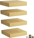 Fun Memories Rustic Wood Floating Shelves for Wall, Space-Saving Wall Mounted Shelves for Bathroom, Bedroom, Living Room and Kitchen, Stylish Storage & Display (Set of 4, Oak, 8 in)