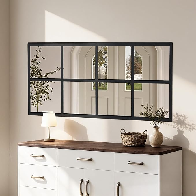 DUMOS Wall Mirror 24" x 36", Rectangle Window Pane Decorative Mirror, Metal Framed Wall Mounted Mirror for Bathroom, Bedroom, Entryway, 1 Pack