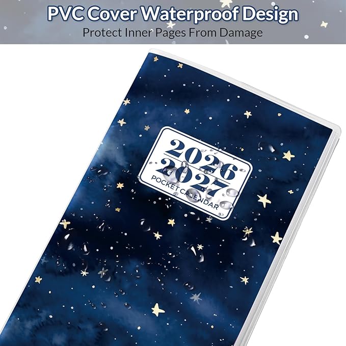 Pocket Calendar 2026-2027, 2026-2027 Monthly Planner - 3.7" x 6.7" - Runs from January 2026 Until December 2027, 2026 Pocket Calendar with PVC Cover for Organizing & Planning