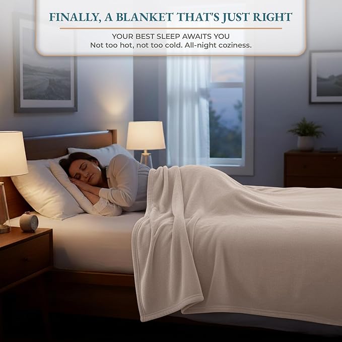 Casa Platino Fleece Blanket King Size – 300 GSM Beige Fleece Throw for Bed or Couch – Soft Cozy Warm Holiday Bed Blanket for Winter, Fuzzy Plush Elegant Gifts for Men & Women - 108x90 Inch