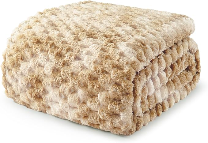 Exclusivo Mezcla Fleece Twin Blanket for Bed, Extra Large Fuzzy Tie-dye Camel Bed Blankets, Soft Cozy Plush Sofa Throws for All Seasons, 60x80 Inches