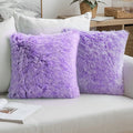 MIULEE Pack of 2 Ultra Soft Fluffy Throw Pillow Covers Decorative Plush Shaggy Double-Sided Faux Fur Winter Pillow Cases Cushions Covers for Cute Sofa Bedroom Car 16x16 Inch Purple Ombre
