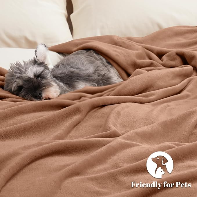 PHF Ultra Soft Fleece Blanket King Size, No Shed No Pilling Luxury Plush Cozy 300GSM Lightweight Blanket for Bed, Couch, Chair, Sofa, Perfect Decorations Gifts, 108" x 90", Clay