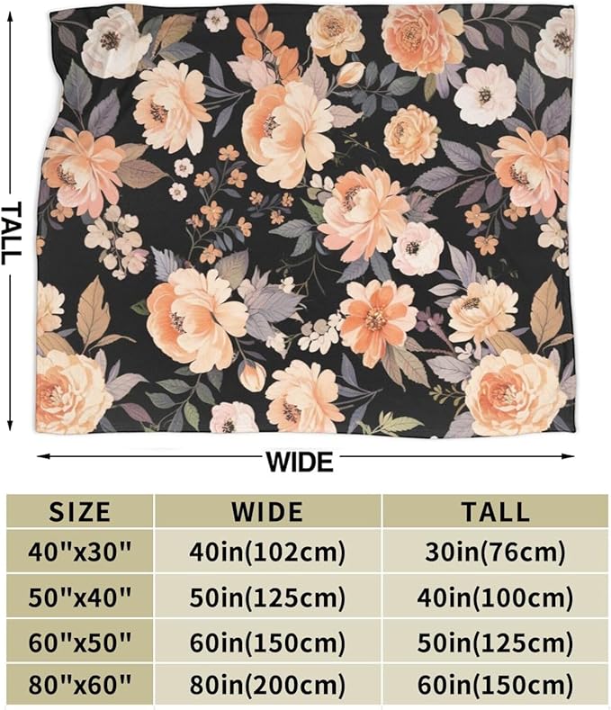 Flower Throw Blanket - Soft Plush Fleece Floral Bedding Blankets- Cozy Flower Stuff Gifts for Women Girls Kids 50"X60"