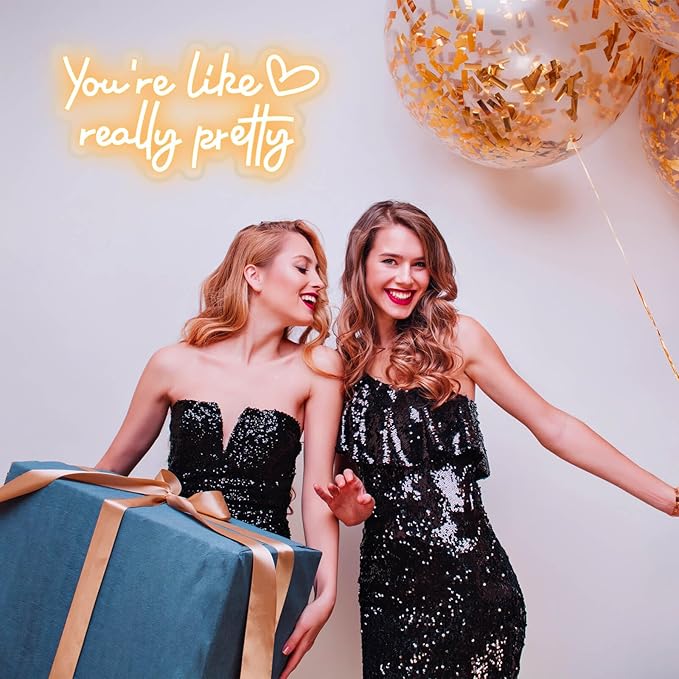 You're Like Really Pretty Neon Sign Wall Decor for Bedroom/Girls Room/Salon/Party/Wedding - 16"x8" Warm White You Like Really Pretty LED Sign Neon Light, Heart Design, 100,000H Lifespan