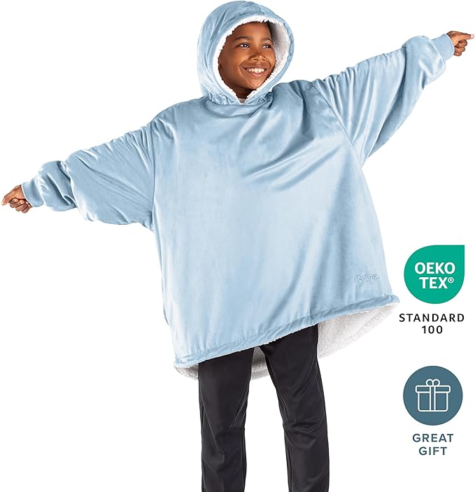 Bare Home Wearable Blanket Hoodie - Soft Plush Sherpa - Warm and Cozy - Oversized Wearable Blanket - Adult & Kid Sizes