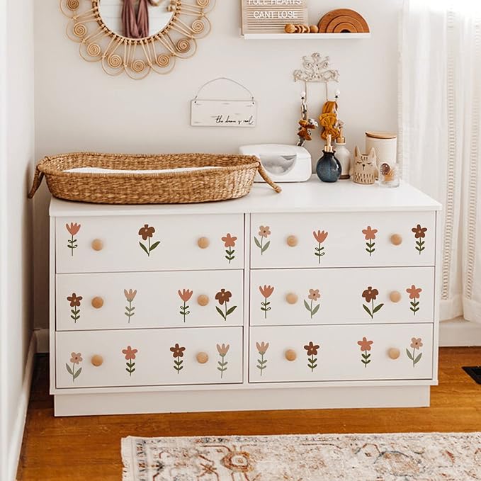 QUCHENG Nursery Wall Stickers Boho Kids Room Decor Girls Bedroom Removable Wall Decals Vinyl Murals DIY Cute Decorations 12 Sheets