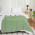 Puncuntex Flannel Fleece Throw Blanket Sage Green 108"×90",Super Soft Plush Cozy Blanket with Square Grid Design Luxury for Couch Sofa Chair