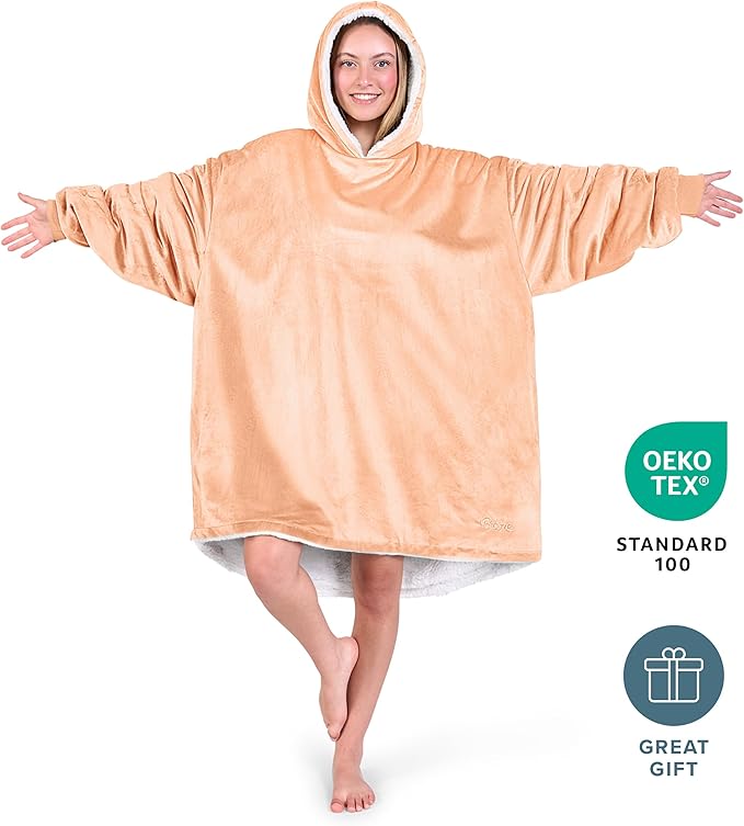 Bare Home Wearable Blanket Hoodie - Soft Plush Sherpa - Warm and Cozy - Oversized Wearable Blanket - Adult & Kid Sizes