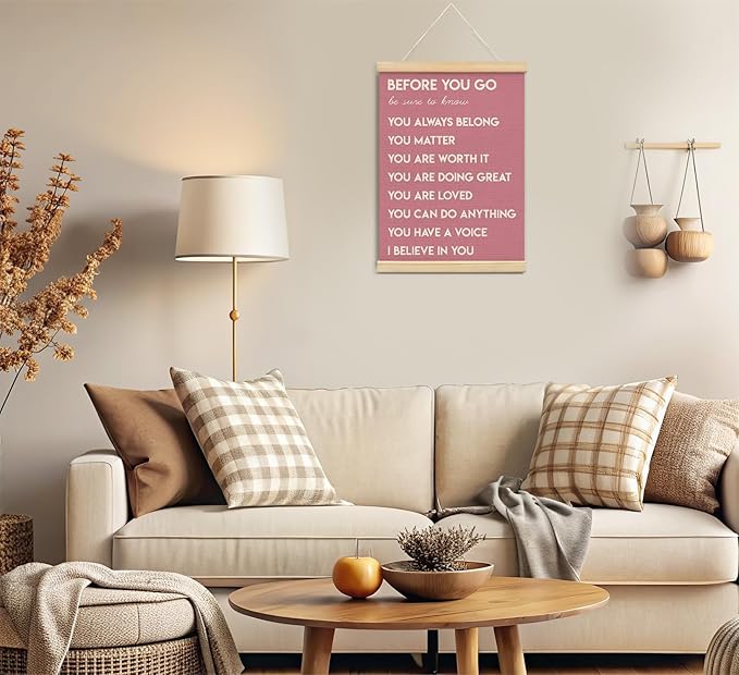 Mental Health Positive Affirmations Inspirational Wall Art Decor, Therapist Nurse Office Signs Wall Art Decor For Office Kids Teen Girls Room Bedroom Playroom Wall Decor Wood Posters Framed（pink）