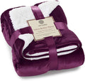 Genteele Sherpa Throw Blanket Super Soft Reversible Ultra Luxurious Plush Blanket, 60 x 70 inches, Rich Purple/White