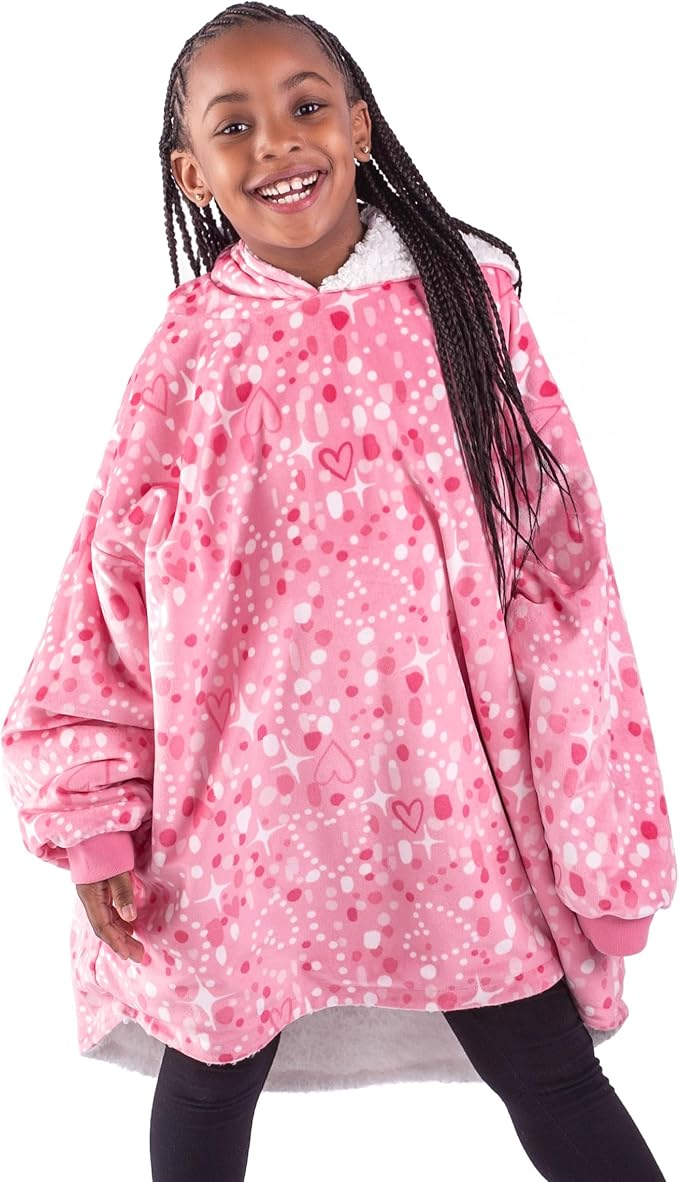 Bare Home Wearable Blanket Hoodie - Soft Plush Sherpa - Warm and Cozy - Oversized Wearable Blanket - Adult & Kid Sizes