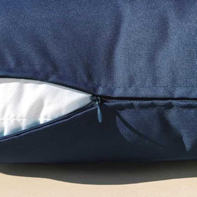 MIULEE Pack of 2 Decorative Outdoor Waterproof Pillow Covers Rectangular Garden Cushion Sham Throw Pillowcase Summer Shell for Patio Tent Couch 12x20 Inch Dark Blue
