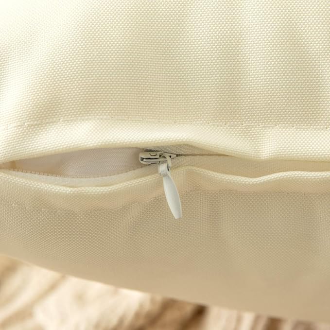 MIULEE Pack of 2 Decorative Outdoor Waterproof Pillow Covers Garden Cushion Sham Throw Pillowcase Summer Shell for Patio Tent Couch 18x18 Inch Beige