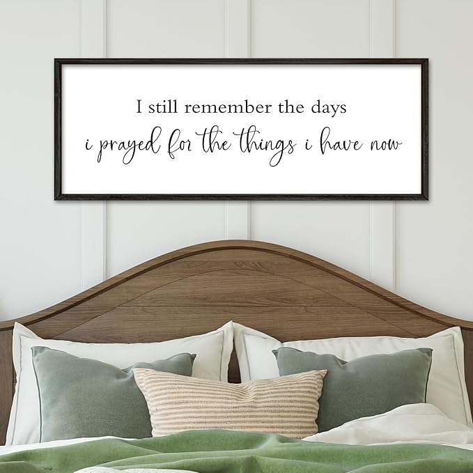 I Still Remember the Days I Prayed Sign 40''×15'' Bible Verse Wall Decor Home Bedroom Scripture Large Rustic Farmhouse Inspirational Wood Framed Plaque Wall Hanging Art (Black)