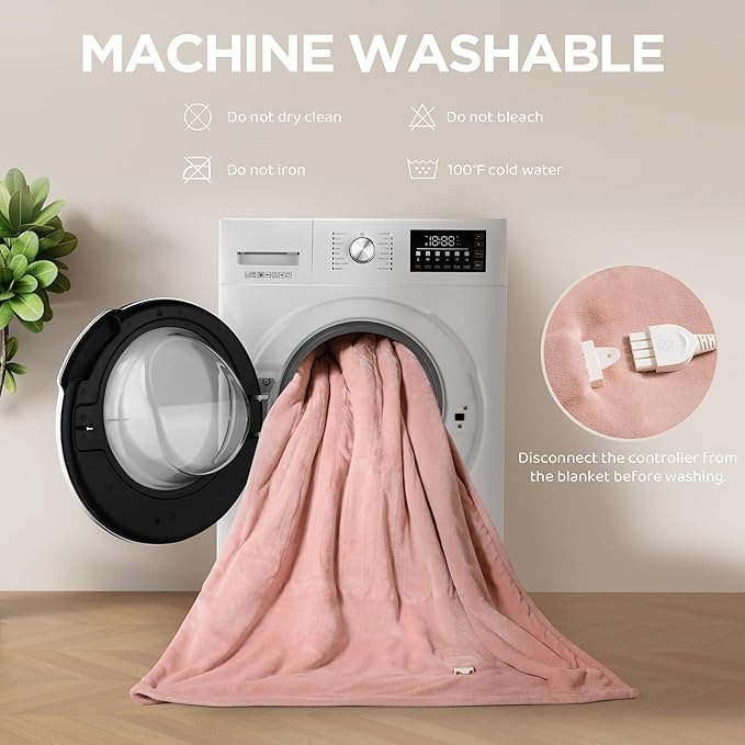 Heated Blanket Electric Throw 50" x 60" -Heated Throw Blanket with 4 Heating Levels & 3 Hours Auto Off,Machine Washable,ETL & FCC Certification(Candy Pink)