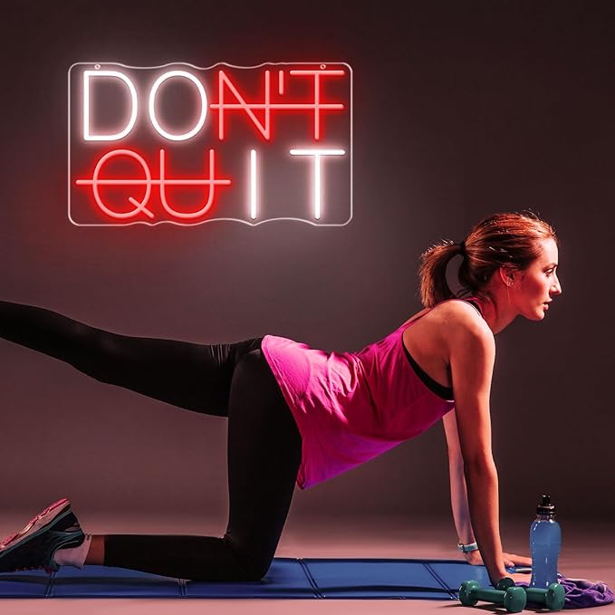 Dimmable Don't Quit Neon Sign for Wall Decor, USB LED Light for Home Gym Bedroom Man Cave Office, DO IT Inspirational Gamer Room Decorations