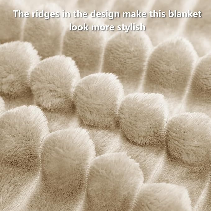 Soft Linen Twin Blanket for Bed - 300GSM Cozy Warm Fleece Blanket for Women, Small Lightweight Bed Blankets Graduation Birthday Gifts for Her Him, Home School Dorm Decor, Linen, 60x80 Inch