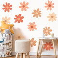 TaoBary 12 Sheet Daisy Wall Sticker Decal Removable Cute Daisy Bedroom Room Decor Flower Wall Sticker Pink White Flower Decal Wallpaper Peel and Stick for Nursery Home(Orange,Colorful Classic Style)